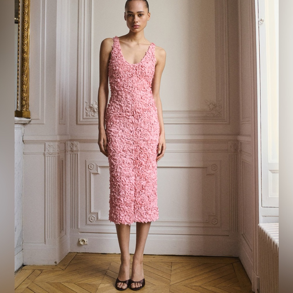 Mango Capsule TULLE DRESS WITH EMBROIDERED FLOWER Pink